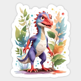 Colorful Jurassic Dinosaur Cute Velociraptor Raptor Sticker